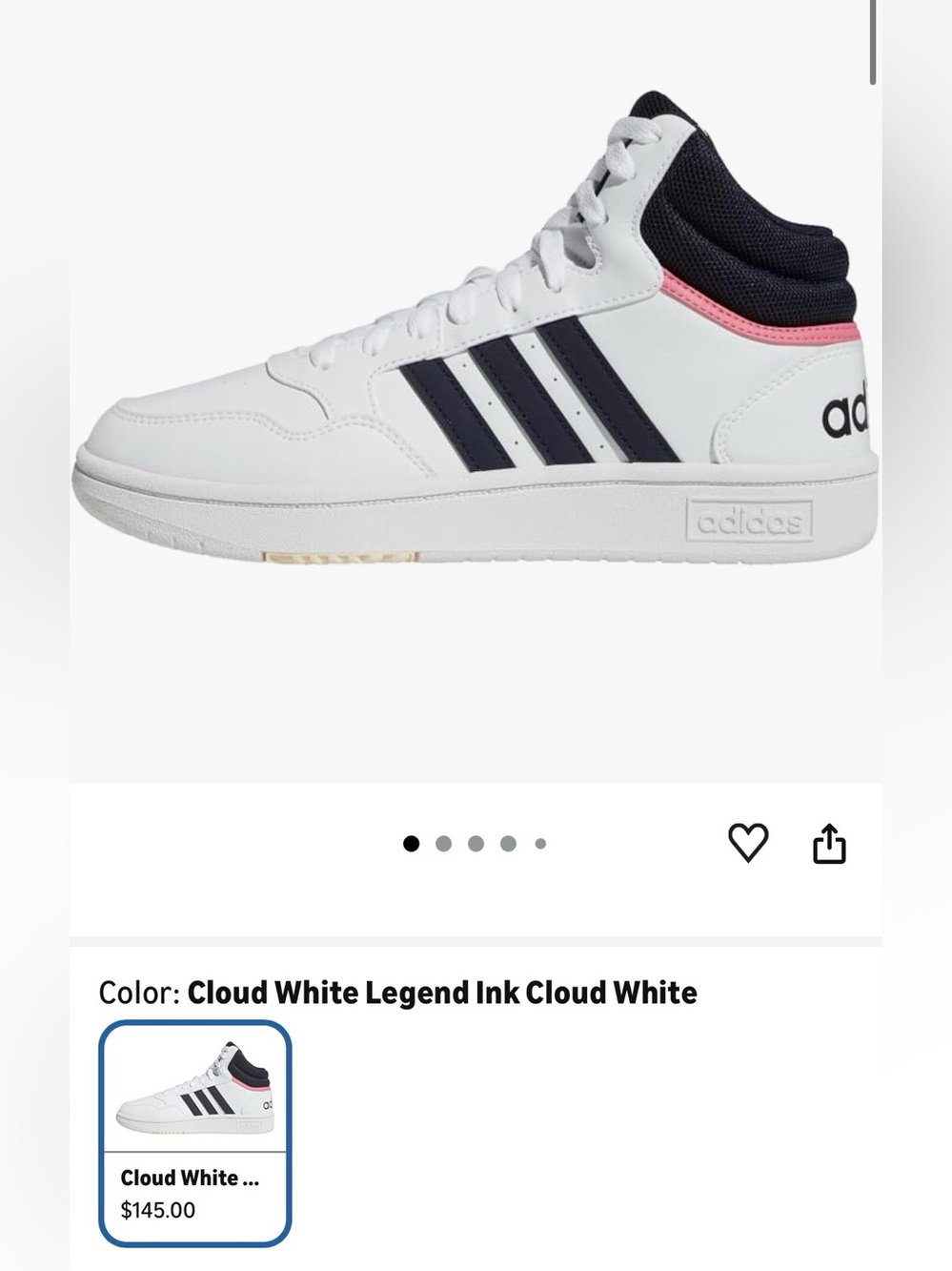 adidas Hoops 3.0 Mid Classic Shoes, Women's Trainers Sz 8 (8.5 fit)
